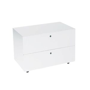 KRIPTONITE meuble a tiroirs sur roulettes 2 tiroirs L 60 cm (Blanc Opaque - Aluminium et bois)