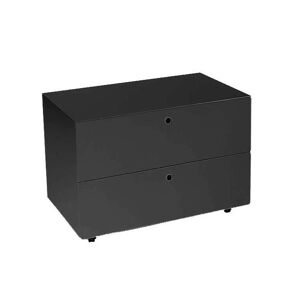 KRIPTONITE meuble a tiroirs sur roulettes 2 tiroirs L 60 cm (Noir mat - Aluminium et bois)
