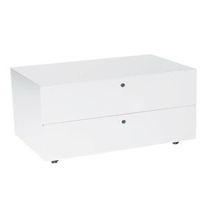 KRIPTONITE meuble a tiroirs sur roulettes 2 tiroirs L 90 cm (Blanc Opaque - Aluminium et bois)