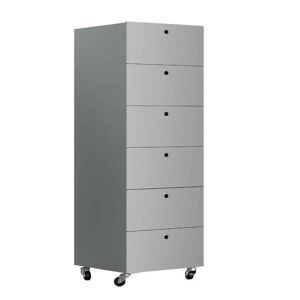 KRIPTONITE meuble a tiroirs sur roulettes 6 tiroirs L 60 cm (aluminium anodise - Aluminium et bois)