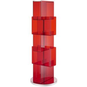 EMPORIUM bibliotheque verticale avec base pivotante BABELE (Rouge - Verre acrylique et MDF)