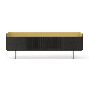 PUNT MOBLES buffet meuble STOCKHOLM avec 4 portes STH403 avec la base ZOC240 (Chêne teinté gris foncé / Dessus Doré / Base bronze - MDF E1 et [...]