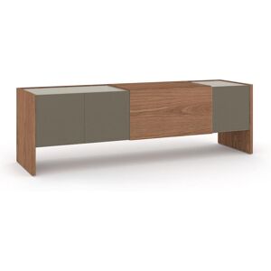 PUNT MOBLES buffet TOSCANA - LUCCA Super Matt Walnut / Glossy lacquer WARM GREY