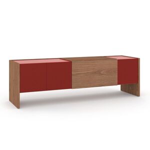 PUNT MOBLES buffet TOSCANA - LUCCA Super Matt Walnut / Glossy lacquer OXIDE RED