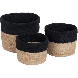 Panier de rangement Elin pack de 3 Naturel-noir