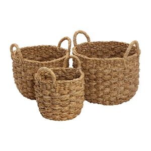 Panier de rangement rond Esther Lot de 3 Nature