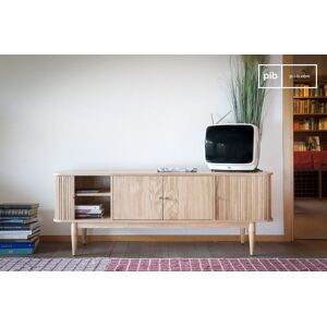 PIB Meuble TV scandinave en bois avec rangement à rideaux Ritz