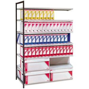 Kit suivant rayonnage pour archives peint Universel H.2000 avec tablettes L.1170 x P.700 mm