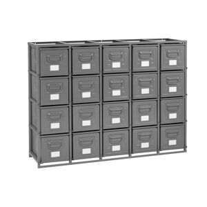 Rack de rangement avec 20 caisses métalliques 40.5 litres