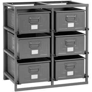 SETAM Rack de rangement 6 postes avec caisses métalliques vernies 85 litres