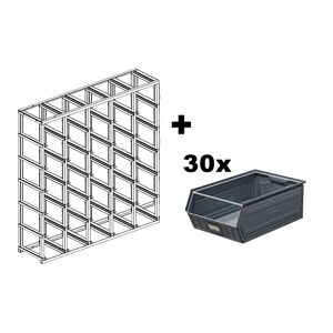 SETAM Rack de rangement 30 postes avec bacs métalliques vernis 28 litres