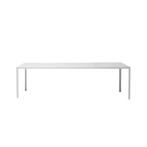 Table - TENSE Blanc L 240 x P 100 x H 73 cm Chassis profilé aluminium, Pieds acier, Résine acrylique et minéraux de roche