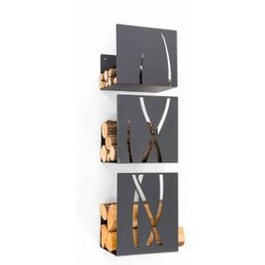 Viadurini Fire Design Support mural moderne en bois noir 3 piÃ¨ces - Garigliano