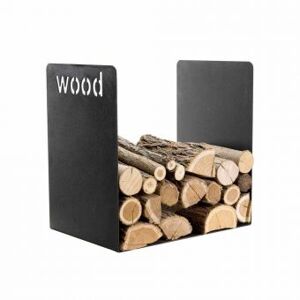 Viadurini Fire Design Support bois de chauffage moderne de design minimal en acier noir avec gravure - Altano