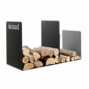Viadurini Fire Design Double support bois en acier noir avec dÃ©coration latÃ©rale design moderne - Altano1