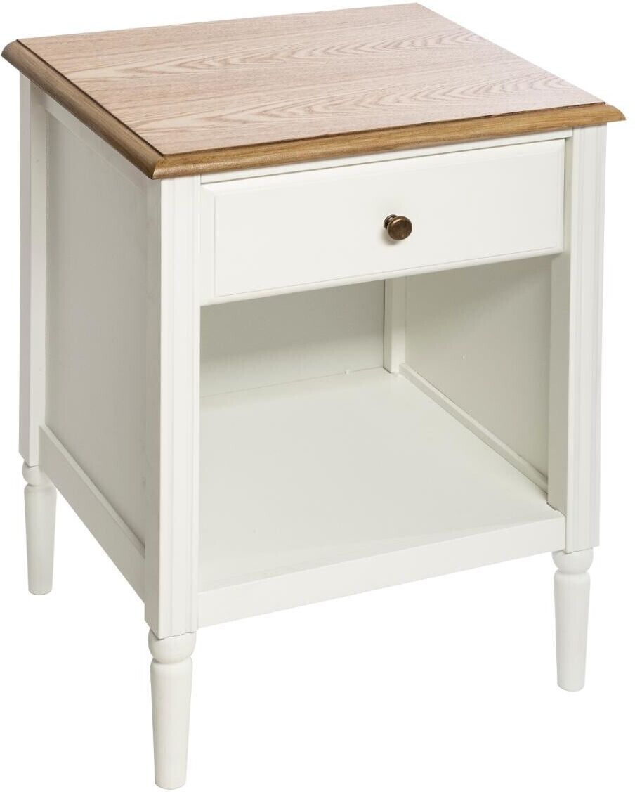 Atmosphera Table de chevet "Solen", blanc et bois