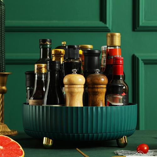 Creative Home Kitchen Rotary Shelf Seasoning Supplies Fruit Cosmetics Table Top Storage Rotary Tray