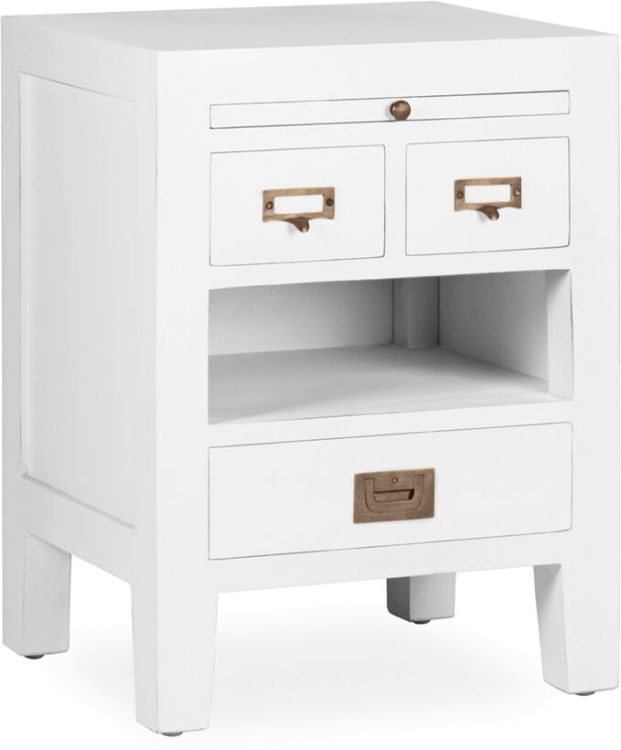 MOYCOR Table de chevet en bois de mindi blanc L 45 cm Blanc 45x60x40cm