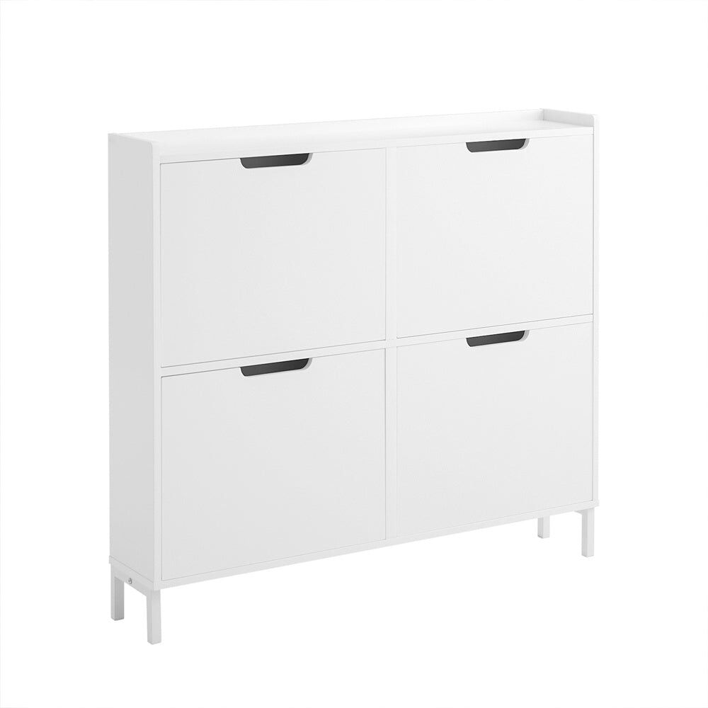 SoBuy Armoire à chaussures 4 abattants effet bois blanc