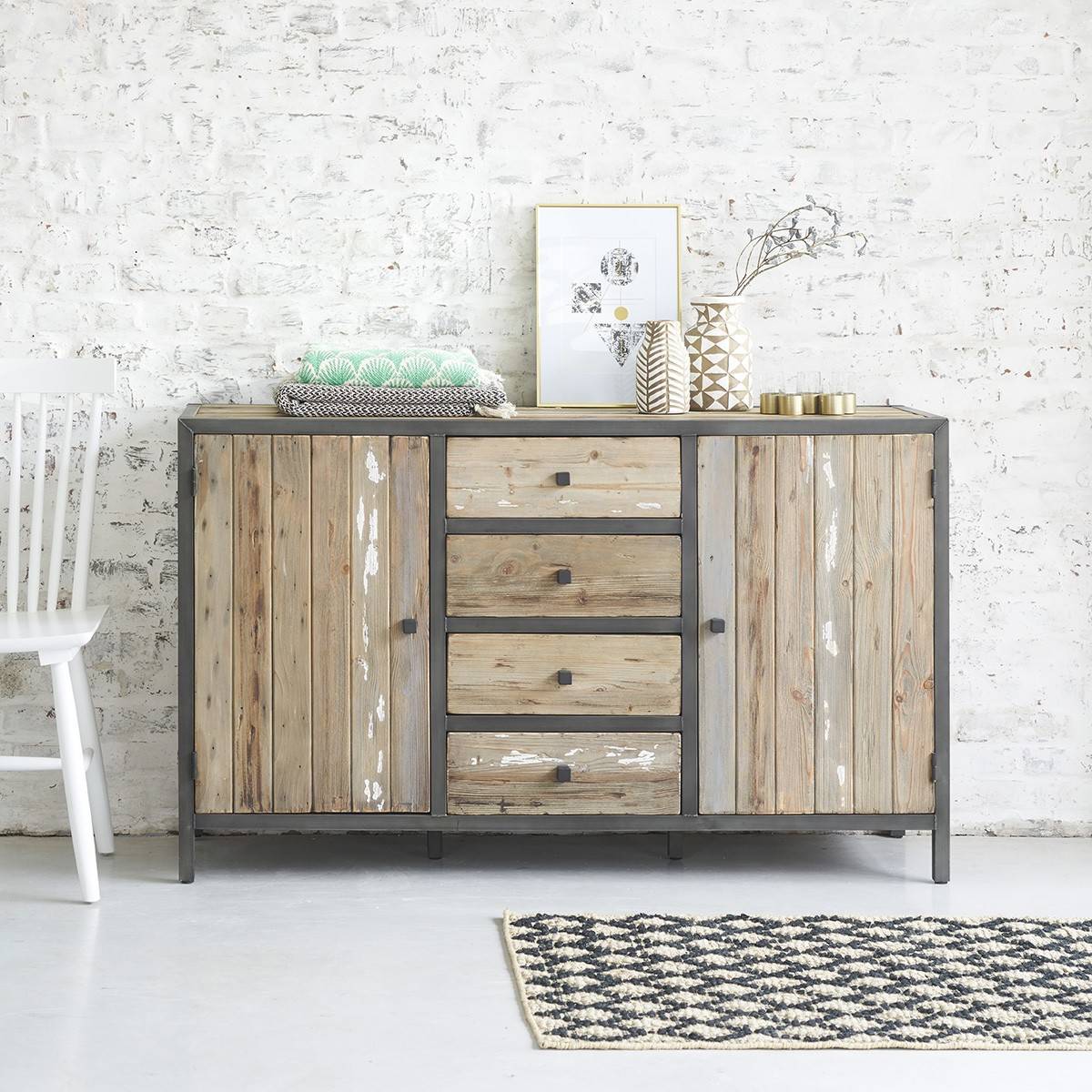 Berah Getah Commode en bois recyclé massif 150 cm