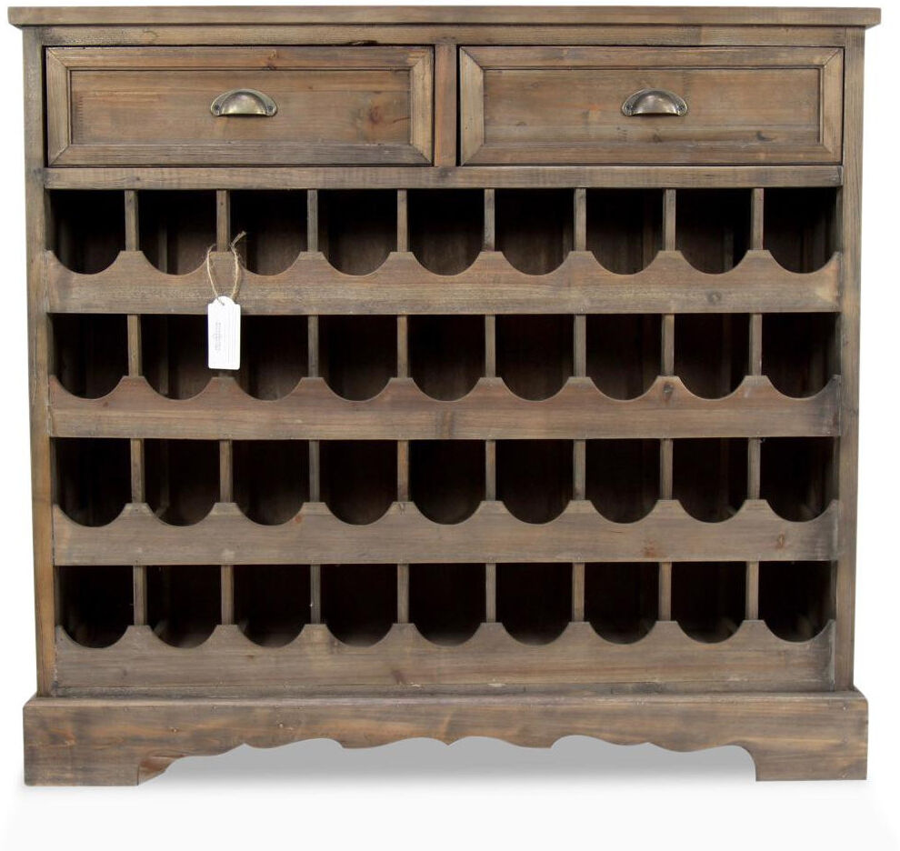 Décoration d'Autrefois Meuble Rangement Vins Bois 2 Tiroirs 108.5x30.5x98.5cm - Marron