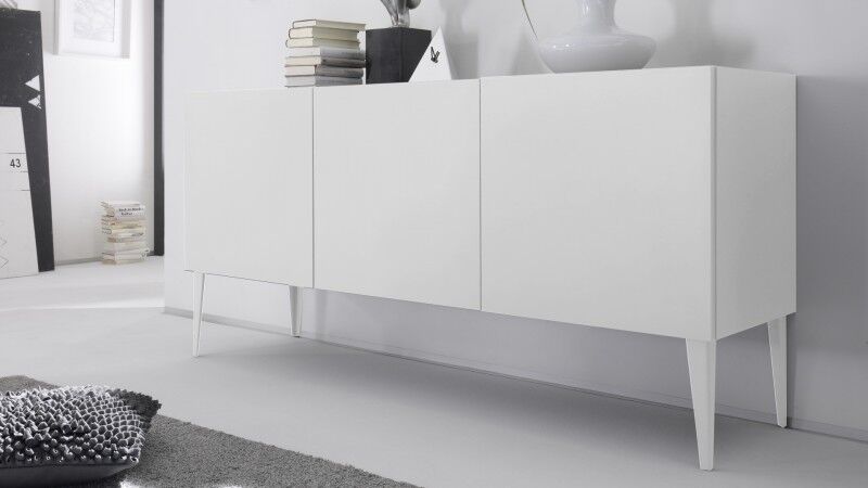 gdegdesign Buffet bahut blanc mat laqué 3 portes - Ivo