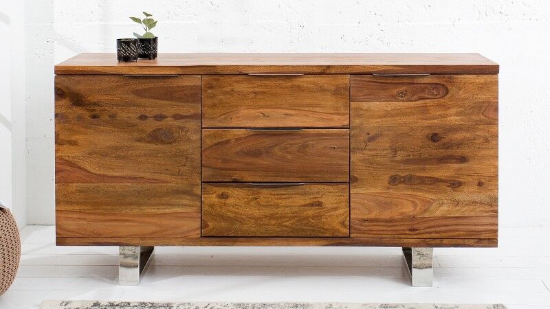 gdegdesign Buffet bahut bois de palissandre chromé 2 portes + 3 tiroirs - Ursel