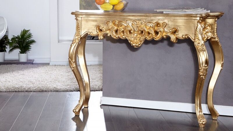 gdegdesign Console baroque rococo or doré avec ornement - Chester