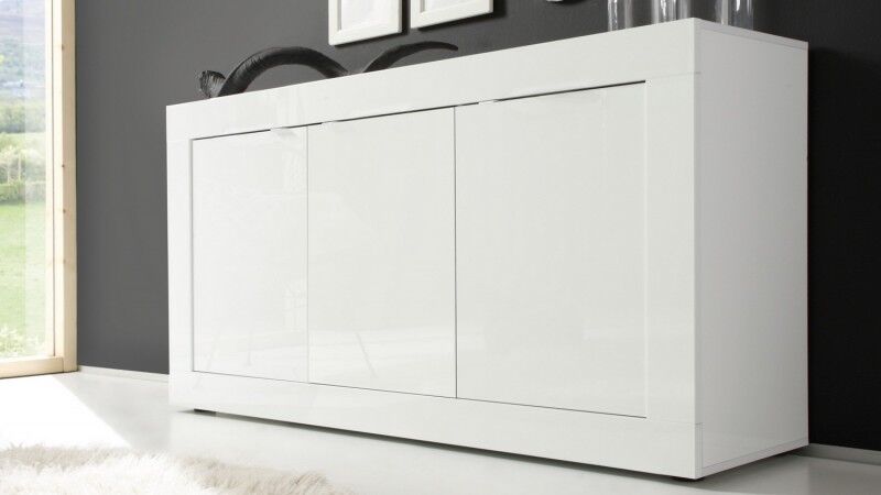 gdegdesign Buffet bahut blanc laqué 3 portes - Lernig Small