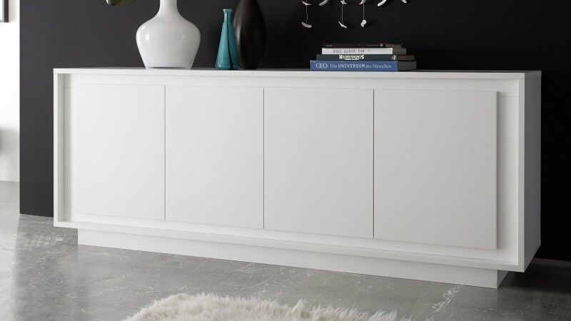 gdegdesign Buffet bahut design 4 portes laqué blanc mat - Vasco