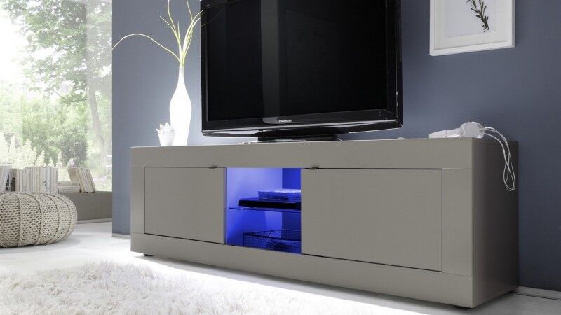 gdegdesign Meuble TV taupe mat uni avec LED - Lernig