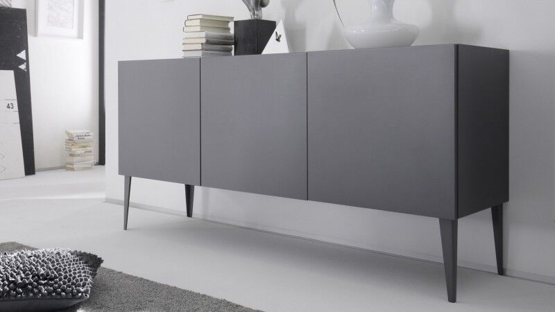 gdegdesign Buffet bahut gris mat laqué 3 portes - Ivo