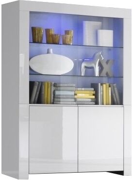 gdegdesign Vitrine design LED blanc laqué 4 portes - Naomi