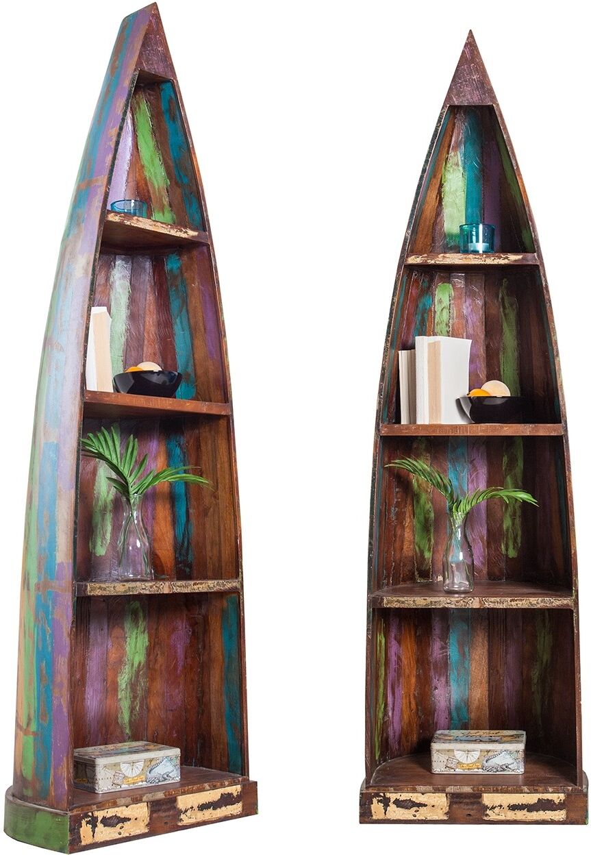 gdegdesign Bibliothèque étagère barque en bois laqué multicolore - Ken