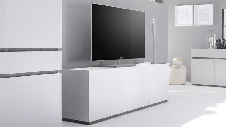 gdegdesign Meuble TV blanc mat 3 portes - Ivo