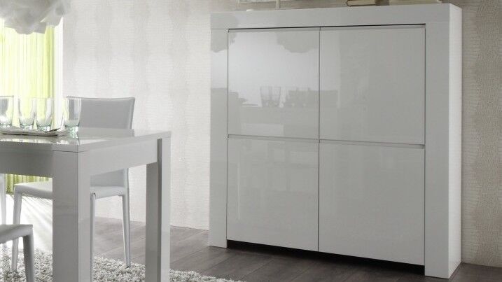 gdegdesign Buffet haut meuble de rangement blanc laqué 4 portes - Naomi