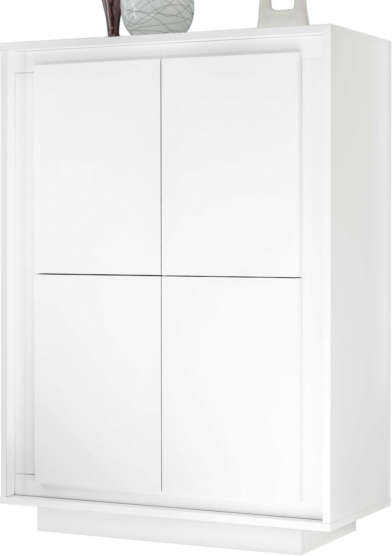 gdegdesign Buffet haut meuble de rangement blanc mat 4 portes - Vasco