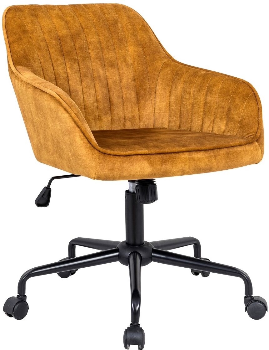 gdegdesign Fauteuil de bureau design pivotant velours jaune moutarde - Ravi