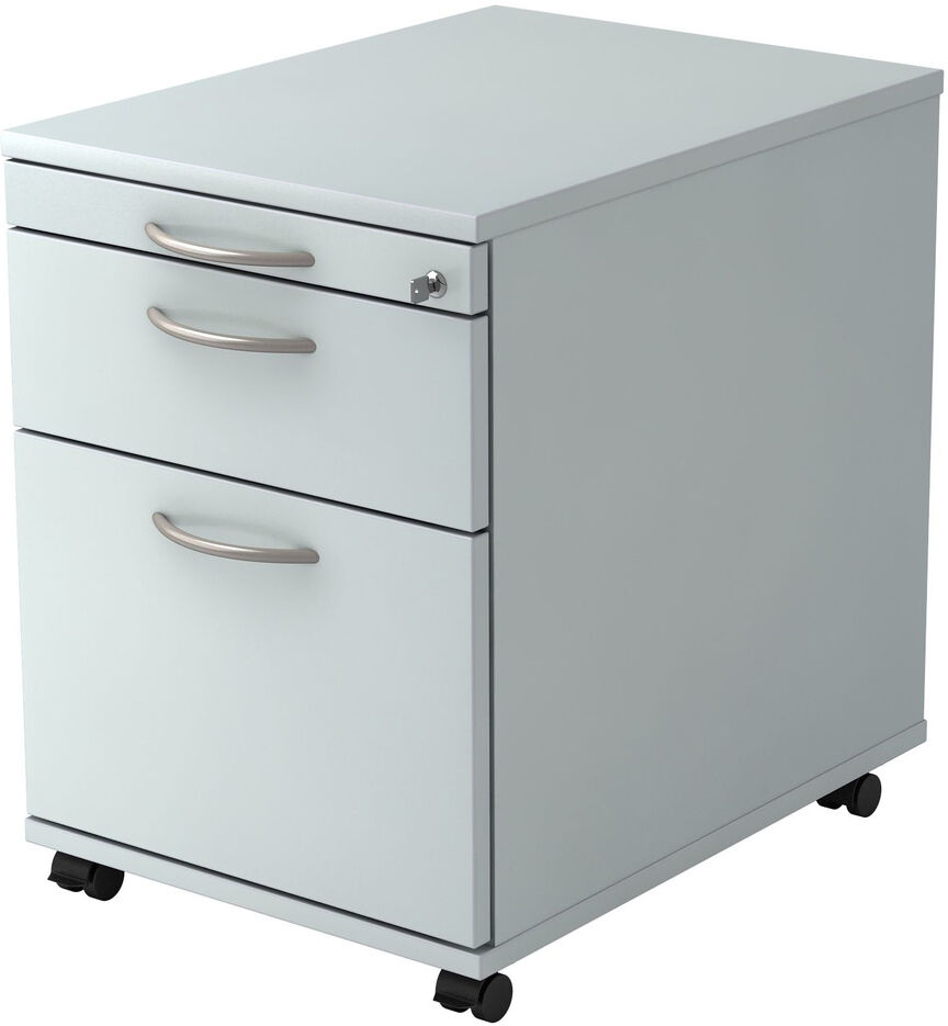 hjh OFFICE PRO SIGNA AC20 BM - Caisson bureau sur roulettes Gris avec dispositif pour dossiers suspendus poignée arche métal