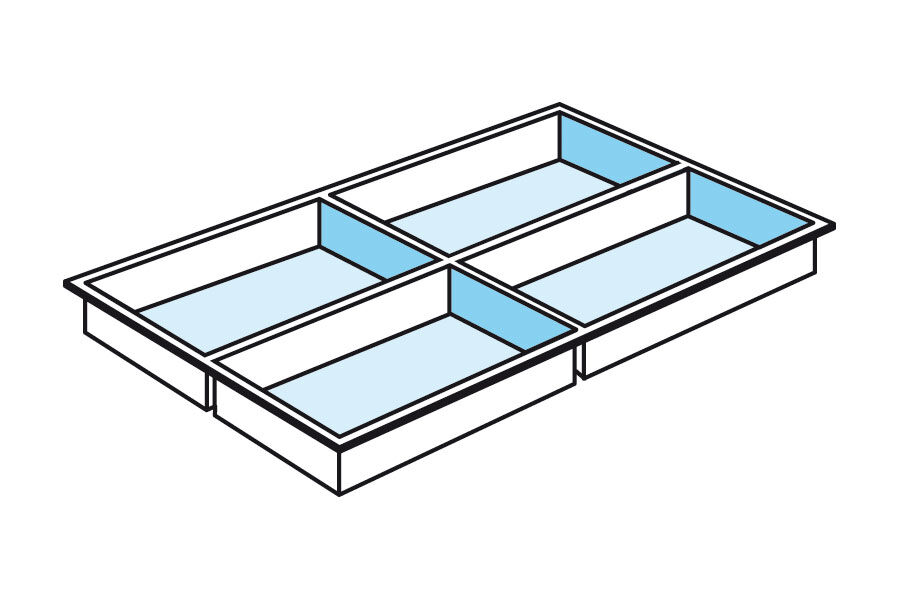 SETAM Plateau de compartimentage 4 cases pour tiroir TP6