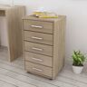 vidaXL Office Drawer Unit with Castors 5 Drawers Oak