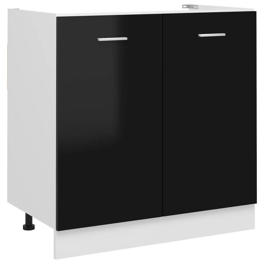 vidaXL Sink Bottom Cabinet High Gloss Black 80x46x81.5 cm Chipboard