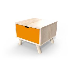 ABC MEUBLES Comodino scandinavo legno Viking + cassetto -  - Vernice Naturale/Arancione