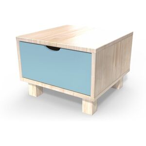 ABC MEUBLES Comodino in legno Cube + cassetto -  - Vernice Naturale/Polvere blu