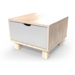 ABC MEUBLES Comodino in legno Cube + cassetto -  - Vernice Naturale/Grigio Chiaro