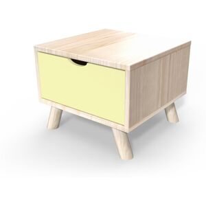 ABC MEUBLES Comodino scandinavo legno Viking + cassetto -  - Vernice Naturale/Giallo