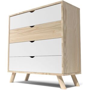 ABC MEUBLES Cassettone scandinavo in legno massiccio Viking -  - Vernice Naturale/Bianco