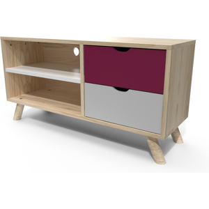 ABC MEUBLES Mobile TV scandinavo legno Plum Grey White Viking -  - Prugna, Grigio Chiaro, Bianco