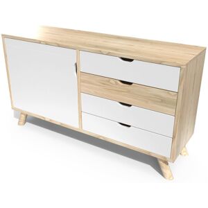 ABC MEUBLES Credenza scandinava legno Viking -  - Vernice Naturale/Bianco