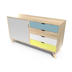 ABC MEUBLES Credenza scandinava legno Viking -  - Grigio Chiaro, Pastello Blu, Bianco, Giallo